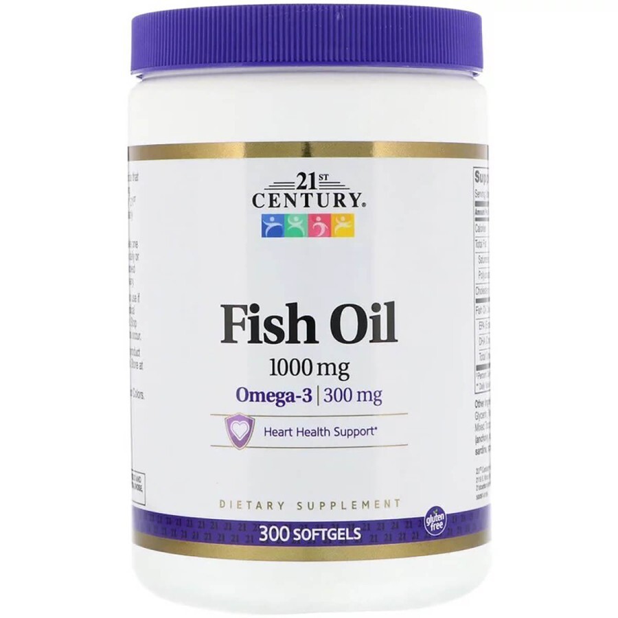Риб'ячий жир Омега-3 1000 мг 21st Century 300 м'яких таблеток: ціни та характеристики