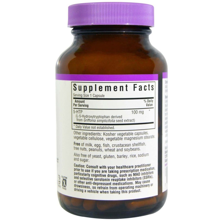 5-HTP (гідрокситриптофан) 100 мг Bluebonnet Nutrition 60 капсул: ціни та характеристики