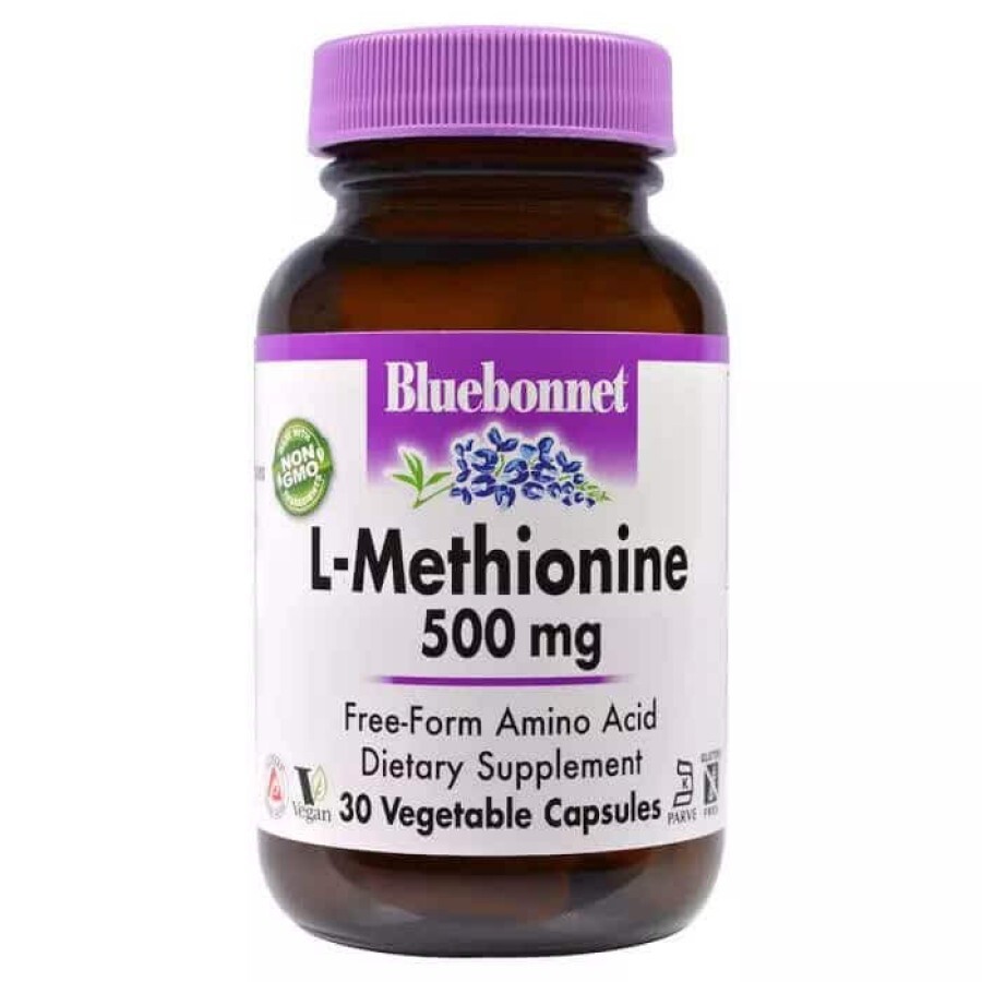 L-Метионин 500 мг Bluebonnet Nutrition 30 гелевых капсул : цены и характеристики
