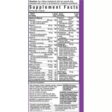 Мультивитамины c железом MAXI ONE With Iron Bluebonnet Nutrition 30 вегетарианских капсул: цены и характеристики