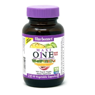 Мультивитамины без железа MAXI ONE Iron Free Bluebonnet Nutrition 30 вегетарианских капсул