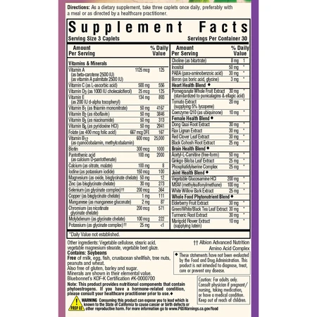 Женские мультивитамины 50+ Ageless Choice Bluebonnet Nutrition 90 капсул: цены и характеристики