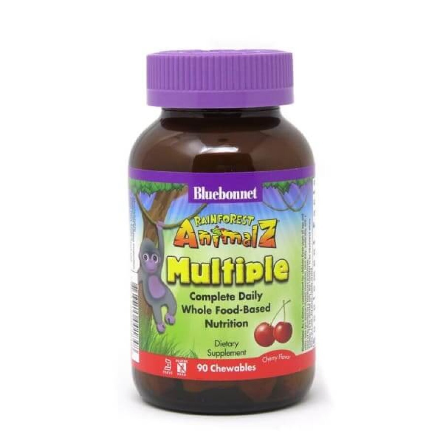 Мультивитамины для детей вкус вишни Rainforest Animalz Bluebonnet Nutrition 90 жевательных конфет: цены и характеристики