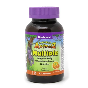 Мультивитамины для детей Rainforest Animalz Bluebonnet Nutrition вкус апельсина 90 жевательных конфет
