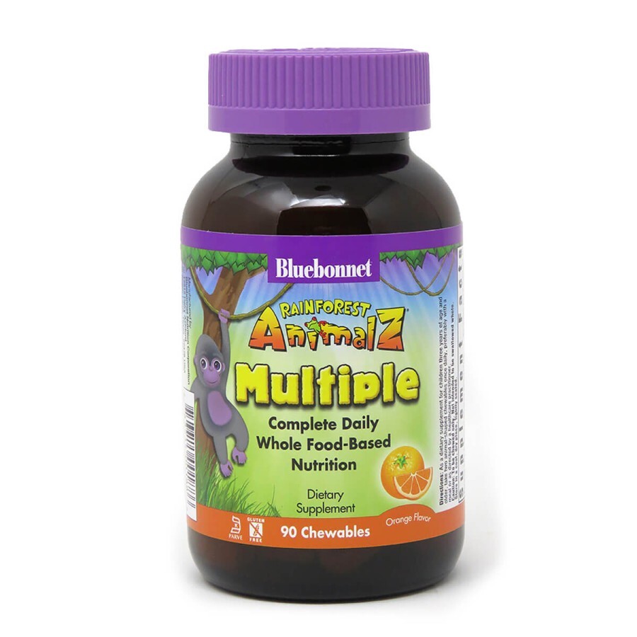 Мультивитамины для детей Rainforest Animalz Bluebonnet Nutrition вкус апельсина 90 жевательных конфет: цены и характеристики