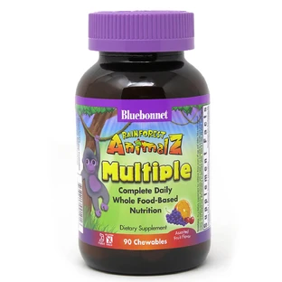 Мультивитамины для детей вкус фруктов Rainforest Animalz Bluebonnet Nutrition 90 жев. таб.