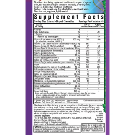 Мультивитамины для детей вкус фруктов Rainforest Animalz Bluebonnet Nutrition 90 жев. таб.: цены и характеристики