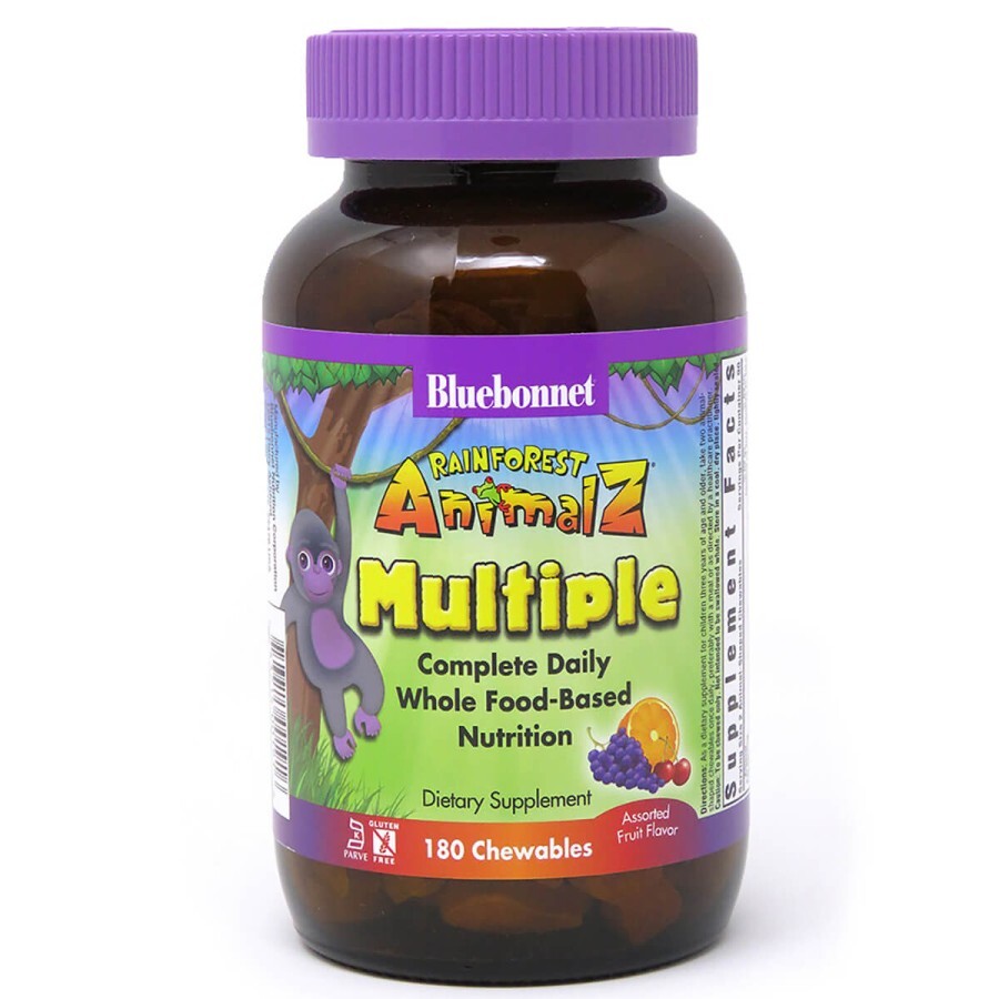 Мультивітаміни для дітей Rainforest Animalz Bluebonnet Nutrition смак фруктів 180 жув. таб.: ціни та характеристики