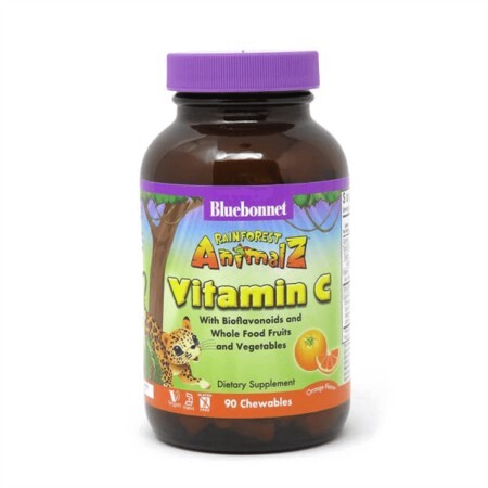 Вітамін С для дітей смак апельсину Rainforest Animalz Bluebonnet Nutrition 90 жувальних цукерок
