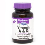 Вітамін А і D3 10 000 МО / 400 МО Bluebonnet Nutrition 100 желатинових капсул: ціни та характеристики
