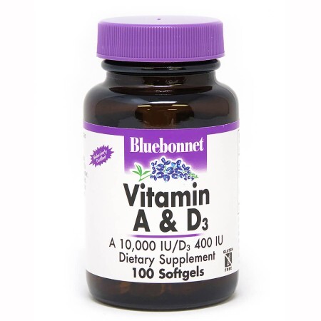 Витамин А и D3 10 000 МЕ/400 МЕ Bluebonnet Nutrition 100 желатиновых капсул