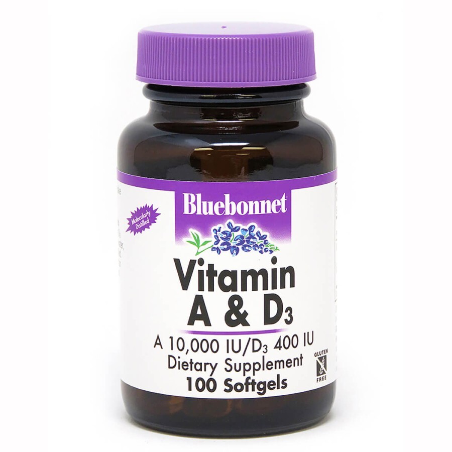 Витамин А и D3 10 000 МЕ/400 МЕ Bluebonnet Nutrition 100 желатиновых капсул: цены и характеристики