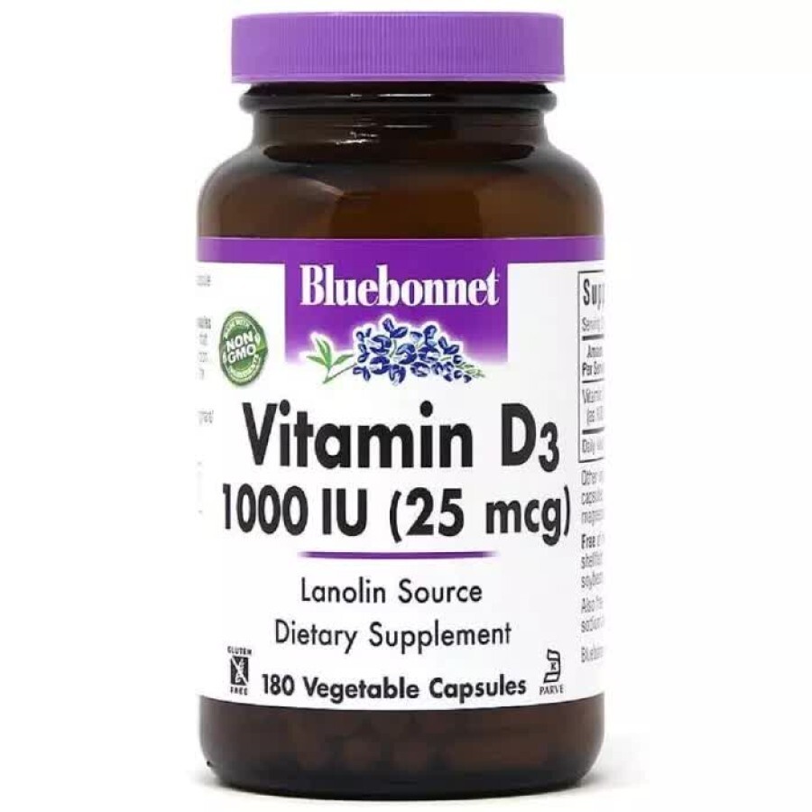 Витамин D3 1000МЕ Bluebonnet Nutrition 180 вегетарианских капсул: цены и характеристики