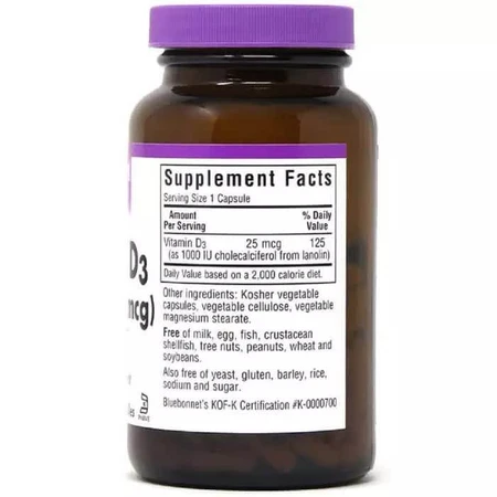 Витамин D3 1000МЕ Bluebonnet Nutrition 180 вегетарианских капсул: цены и характеристики