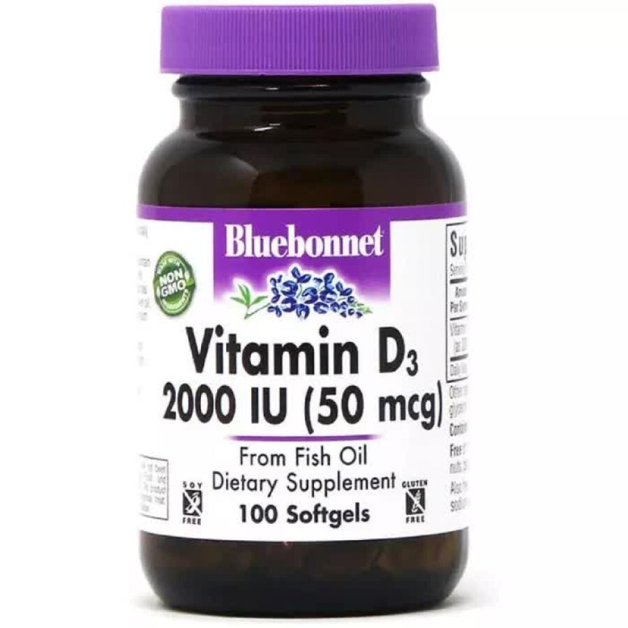 Витамин D3 2000МЕ Bluebonnet Nutrition 100 желатиновых капсул: цены и характеристики