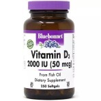 Вітамін D3 2000 МО Bluebonnet Nutrition 250 желатинових капсул: ціни та характеристики