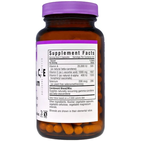 Бета-Каротин+C+Е+Селен Bluebonnet Nutrition 120 капсул: цены и характеристики