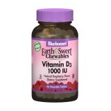 Вітамін D3 1000 МО Смак Малини Earth Sweet Chewables Bluebonnet Nutrition 90 жувальних таблеток