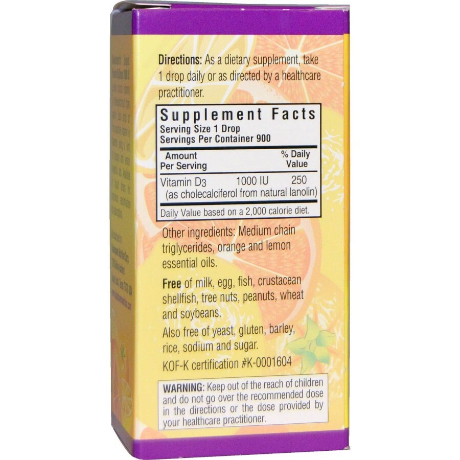 Рідкий вітамін D3 1000 МО смак апельсину Bluebonnet Nutrition 30 мл краплі: ціни та характеристики