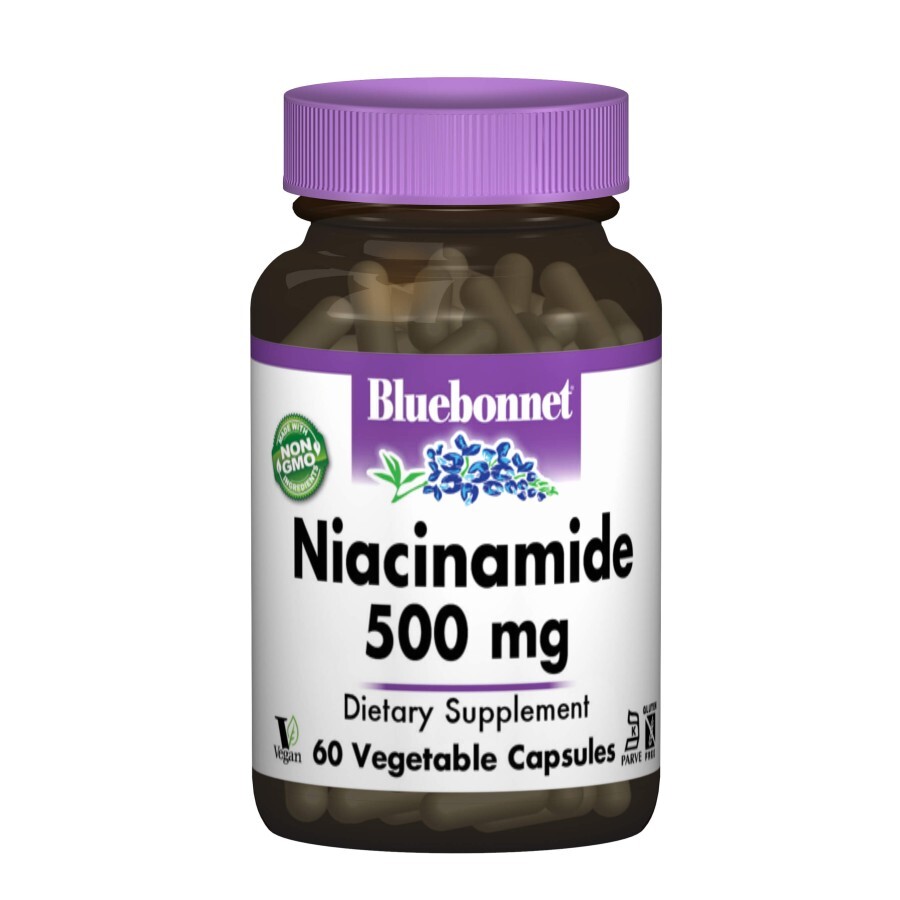 Ніацинамід (B3) 500 мг Bluebonnet Nutrition 60 гелевих капсул: ціни та характеристики