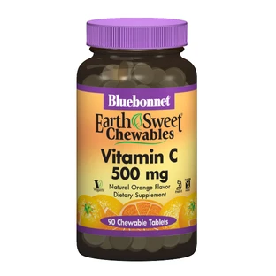 Вітамін С 500мг смак апельсину Earth Sweet Chewables Bluebonnet Nutrition 90 жувальних таблеток