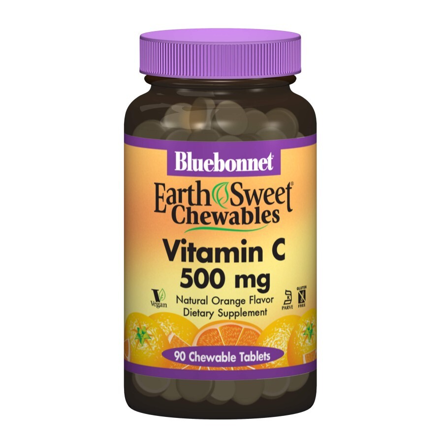 Витамин С 500мг вкус апельсина Earth Sweet Chewables Bluebonnet Nutrition 90 жевательных таблеток: цены и характеристики