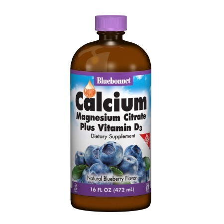 Жидкий Кальций + Цитрат Магния + Витамин D3 Вкус Черники Bluebonnet Nutrition 16 жидких унций (472 мл)