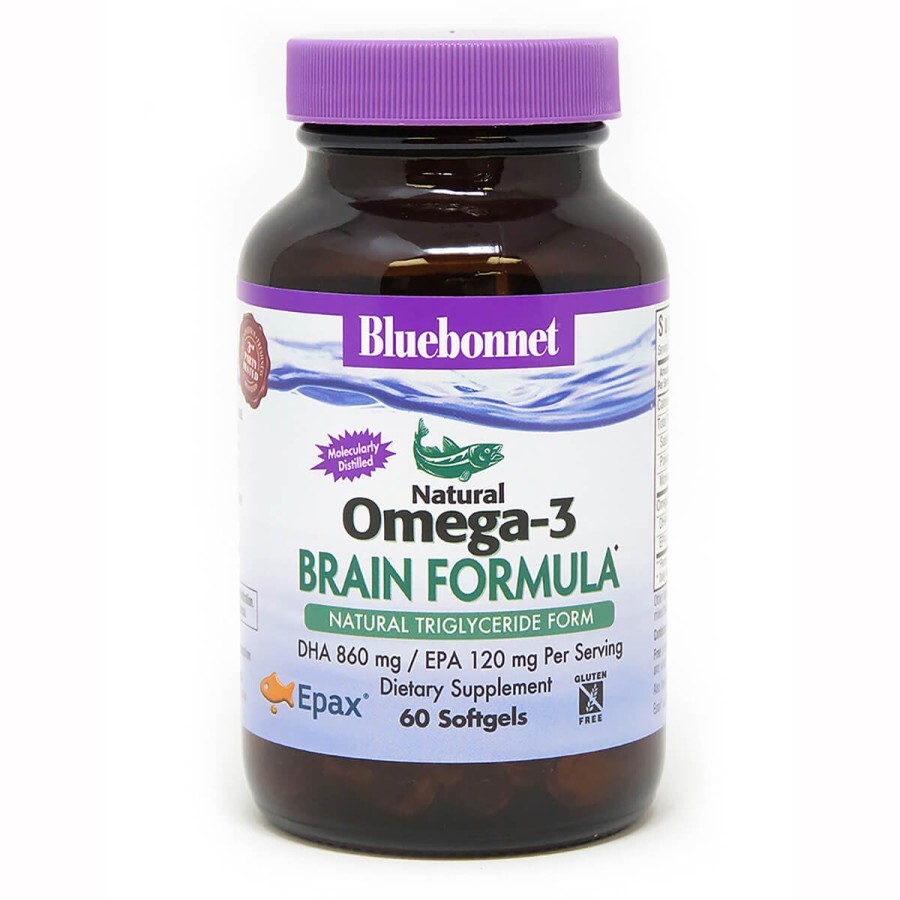 Омега-3 Формула для мозку Bluebonnet Nutrition Omega-3 Brain Formula 60 желатинових капсул: ціни та характеристики