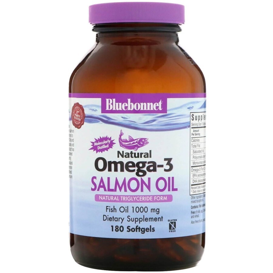 Натуральна Омега-3 з лососевого жиру Bluebonnet Nutrition 180 желатинових капсул: ціни та характеристики