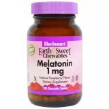 Мелатонін Melatonin 1 мг Bluebonnet Nutrition EarthSweet Малиновий смак 120 жувальних таблеток