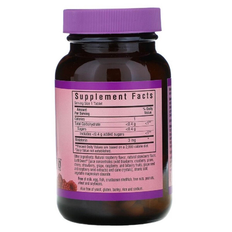 Мелатонин Melatonin 3 мг Bluebonnet Nutrition EarthSweet Малиновый Вкус 120 жевательных таблеток: цены и характеристики