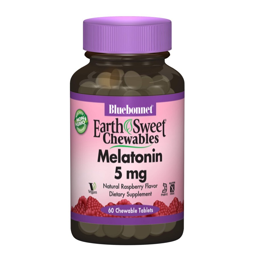 Мелатонін 5 мг Смак Малини Earth Sweet Chewables Bluebonnet Nutrition 60 жувальних таблеток: ціни та характеристики