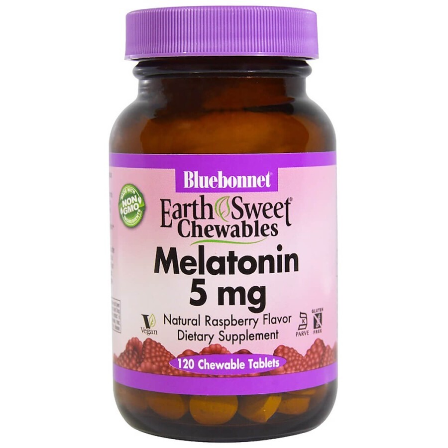 Мелатонін 5 мг Смак Малини Earth Sweet Chewables Bluebonnet Nutrition 120 жув. табл.: ціни та характеристики