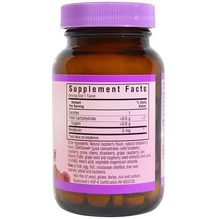 Мелатонин 5 мг Вкус Малины Earth Sweet Chewables Bluebonnet Nutrition 120 жев. табл.: цены и характеристики