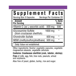 Глюкозамін & Хондроїтин & МСМ Bluebonnet Nutrition 60 рослинних капсул