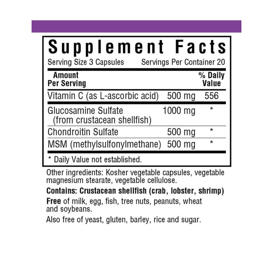 Глюкозамін & Хондроїтин & МСМ Bluebonnet Nutrition 60 рослинних капсул: ціни та характеристики