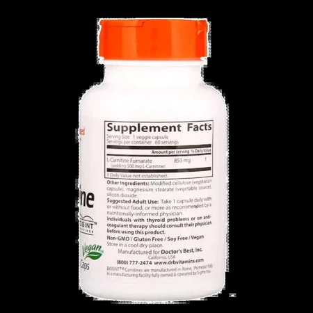 L-Карнитин Фумарат L-Carnitine Fumarate Doctor's Best 855 мг 60 капсул: цены и характеристики
