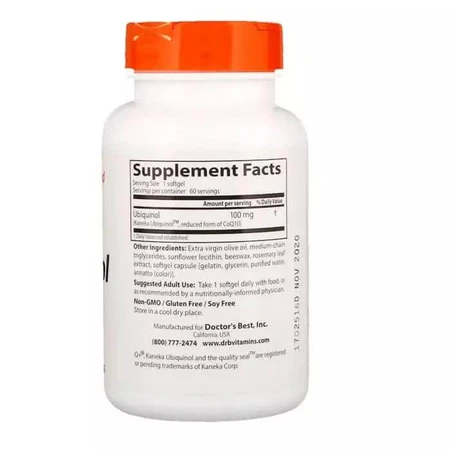 Убихинол Ubiquinol with Kaneka Doctor's Best 100 мг 60 желатиновых капсул: цены и характеристики