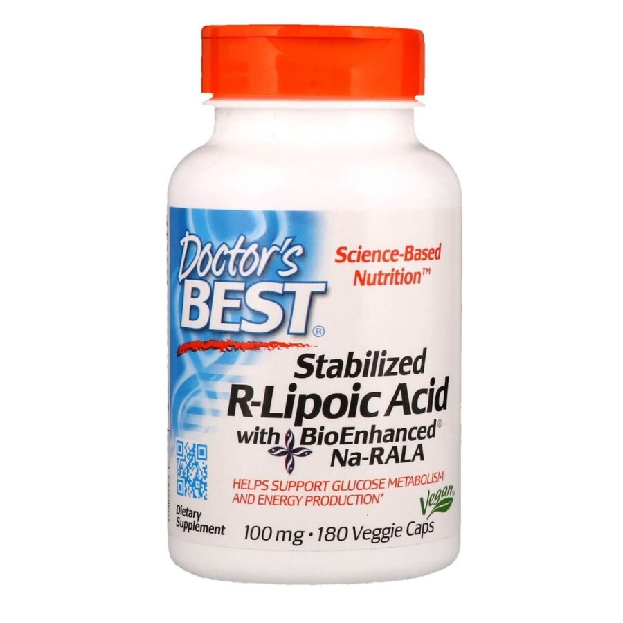 R-Ліпоєва кислота R-Lipoic Acid Doctor's Best 100 мг 180 капсул: ціни та характеристики