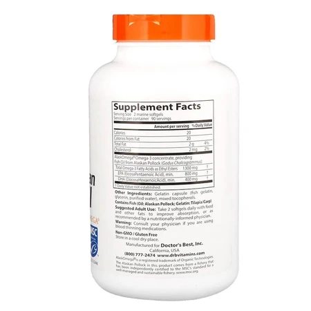 Аляскинский Рыбий жир (Омега-3) Fish Oil with AlaskOmega Doctor's Best 180 капсул: цены и характеристики