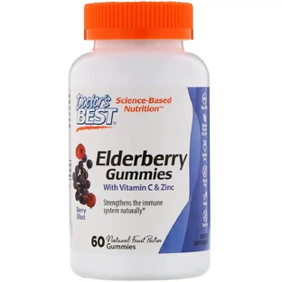Чорна Бузина з вітаміном С і цинк Elderberry Vitamin C & Zinc Doctor's Best 60 цукерок