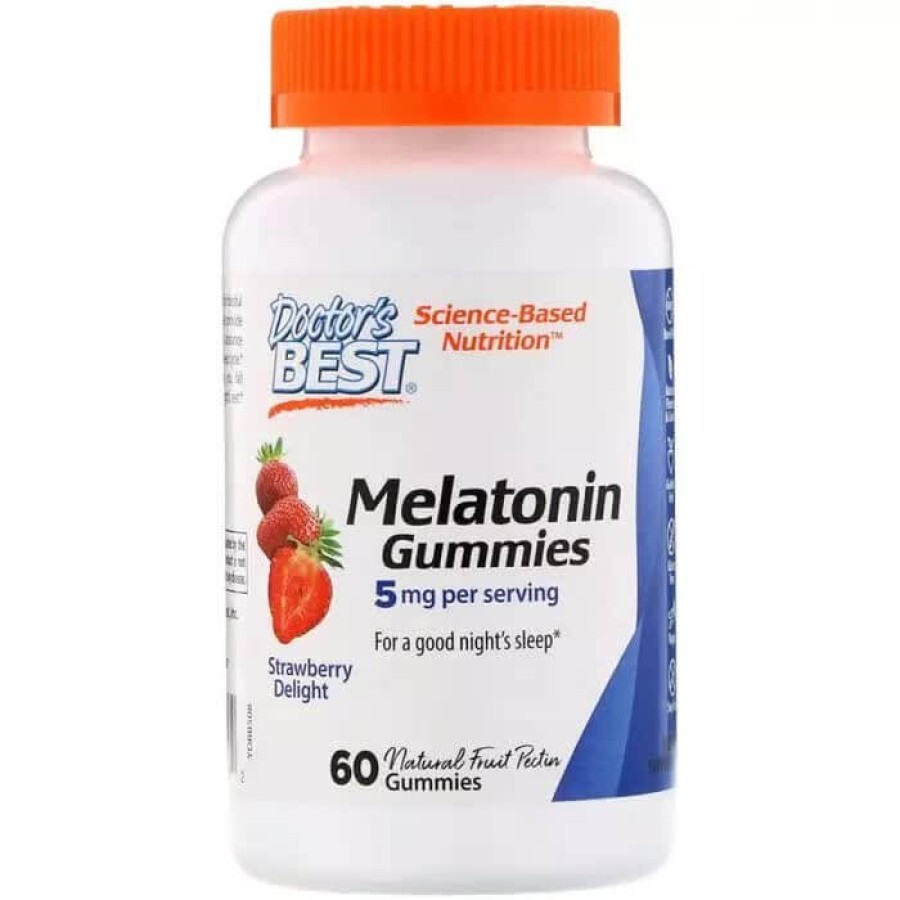 Мелатонін зі смаком полуниці Melatonin Gummies Doctor's Best 5 мг 60 желейних цукерок: ціни та характеристики