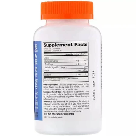 Мелатонін зі смаком полуниці Melatonin Gummies Doctor's Best 5 мг 60 желейних цукерок: ціни та характеристики