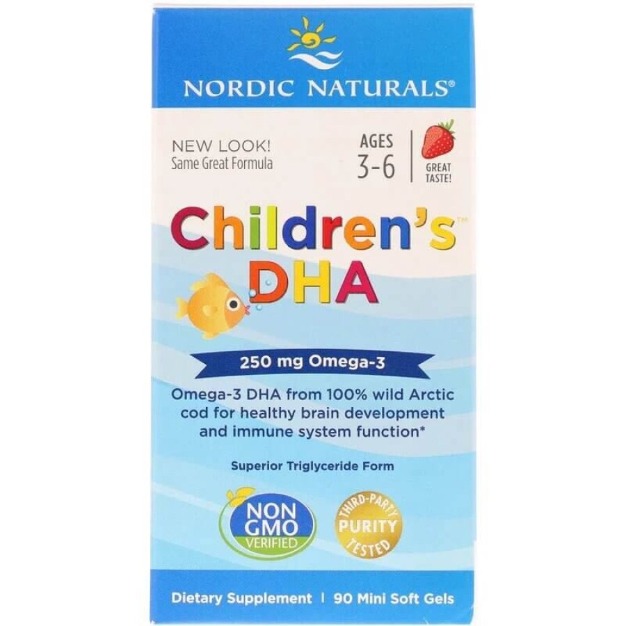 Рыбий жир (ДГК) для детей (3-6 лет) 250 мг Children's DHA Nordic Naturals 90 мини капсул вкус клубники: цены и характеристики