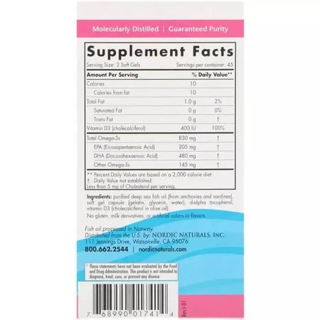 Рыбий жир для беременных без добавок 500 мг Nordic Naturals 90 гелевых капсул: цены и характеристики