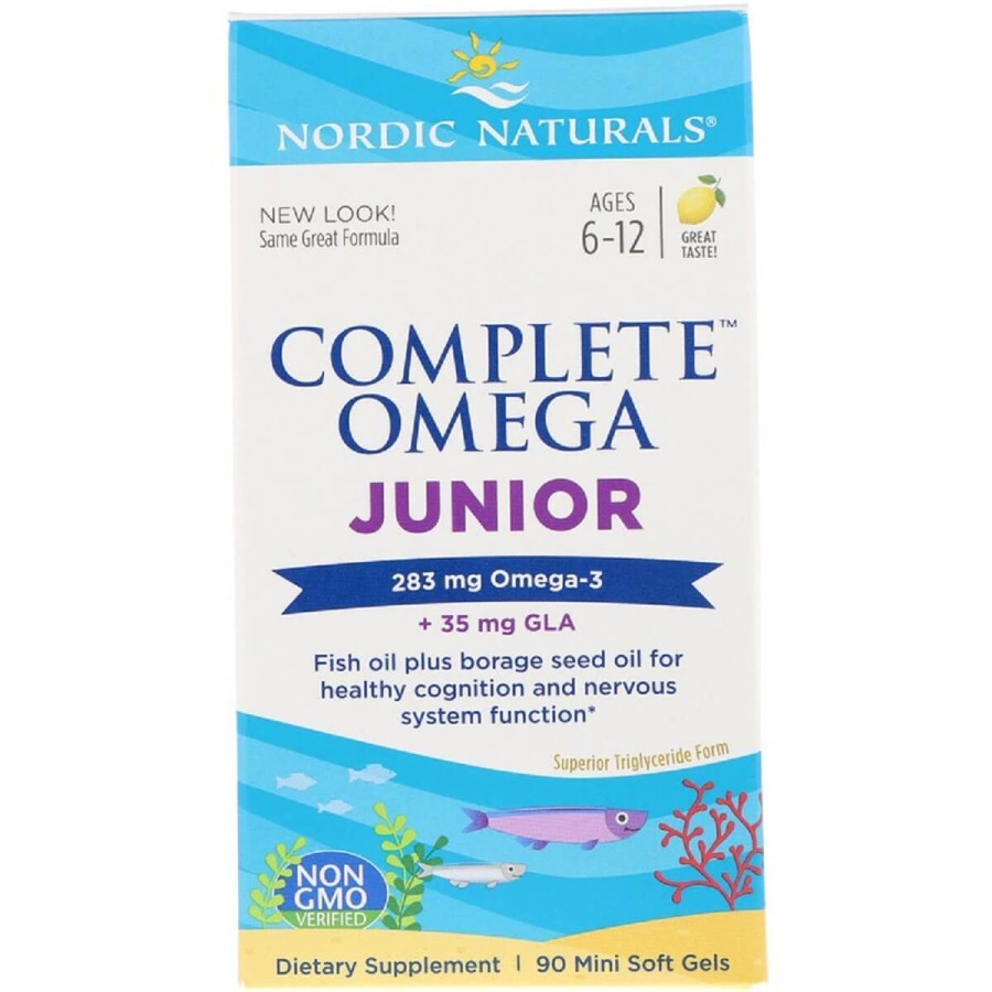 Рыбий жир для подростков Вкус Лимона Complete Omega Junior Nordic Naturals 283 мг 90 капсул: цены и характеристики
