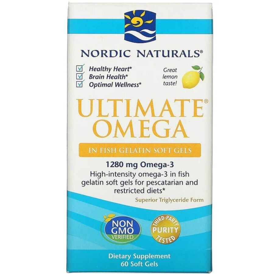 Рыбий жир Nordic Naturals Ultimate Omega 1000 мг 60 мягких капсул вкус лимона: цены и характеристики