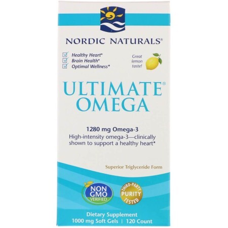 Рыбий жир Nordic Naturals Ultimate Omega Lemon 1280 мг 120 капсул вкус лимона 