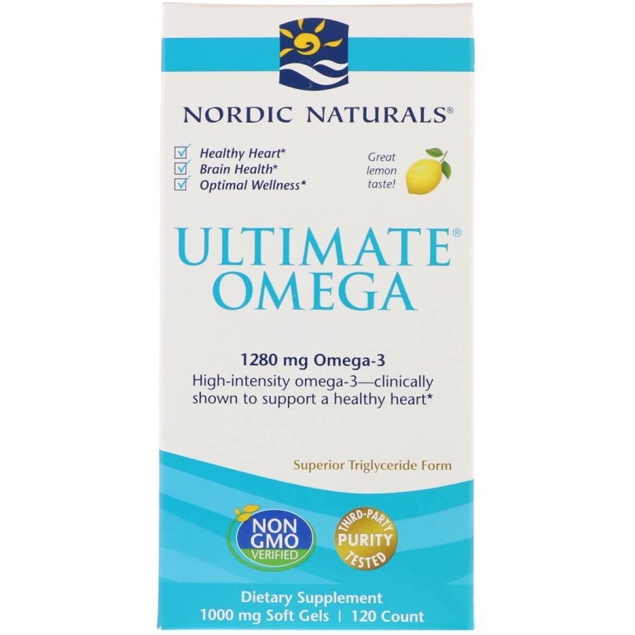 Риб'ячий жир Nordic Naturals Ultimate Omega Lemon 1280 мг 120 капсул смак лимона: ціни та характеристики