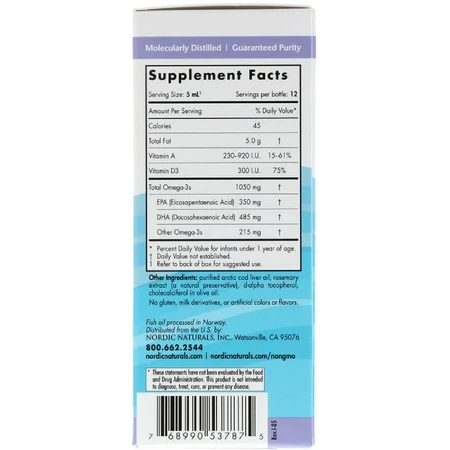 Рыбий жир (ДГК) для детей с витамином D3 Baby's DHA with Vitamin D3 Nordic Naturals 60 мл: цены и характеристики